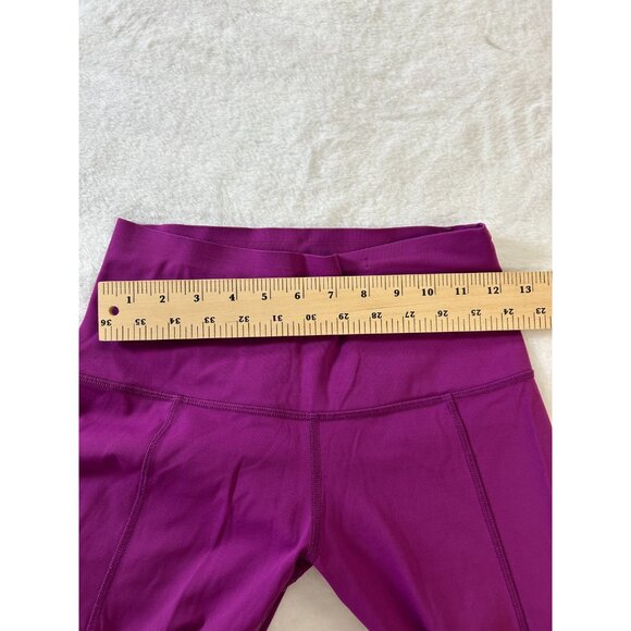 Lululemon Leggings Womens Size 6 Fuchsia Cropped High Rise Mesh Panels On Sides - Picture 5 of 12